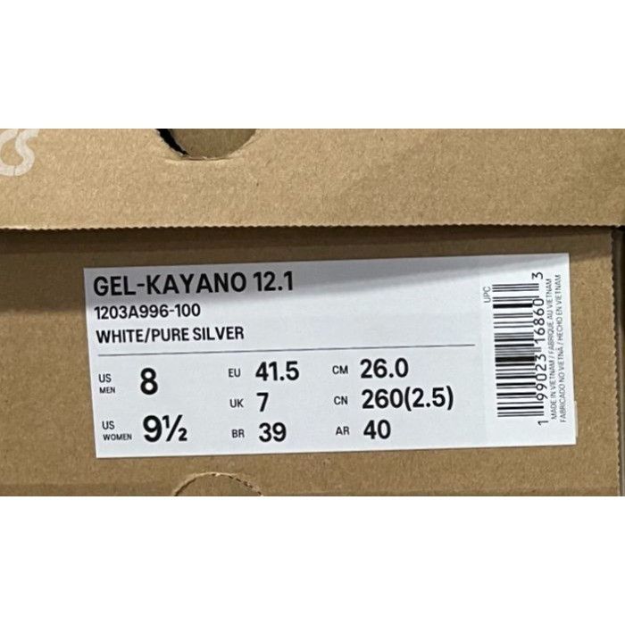 Asics Asics Gel Kayano 12.1 White Pure Silver Mens 8us Size US 8 / EU 41 - 7 Thumbnail