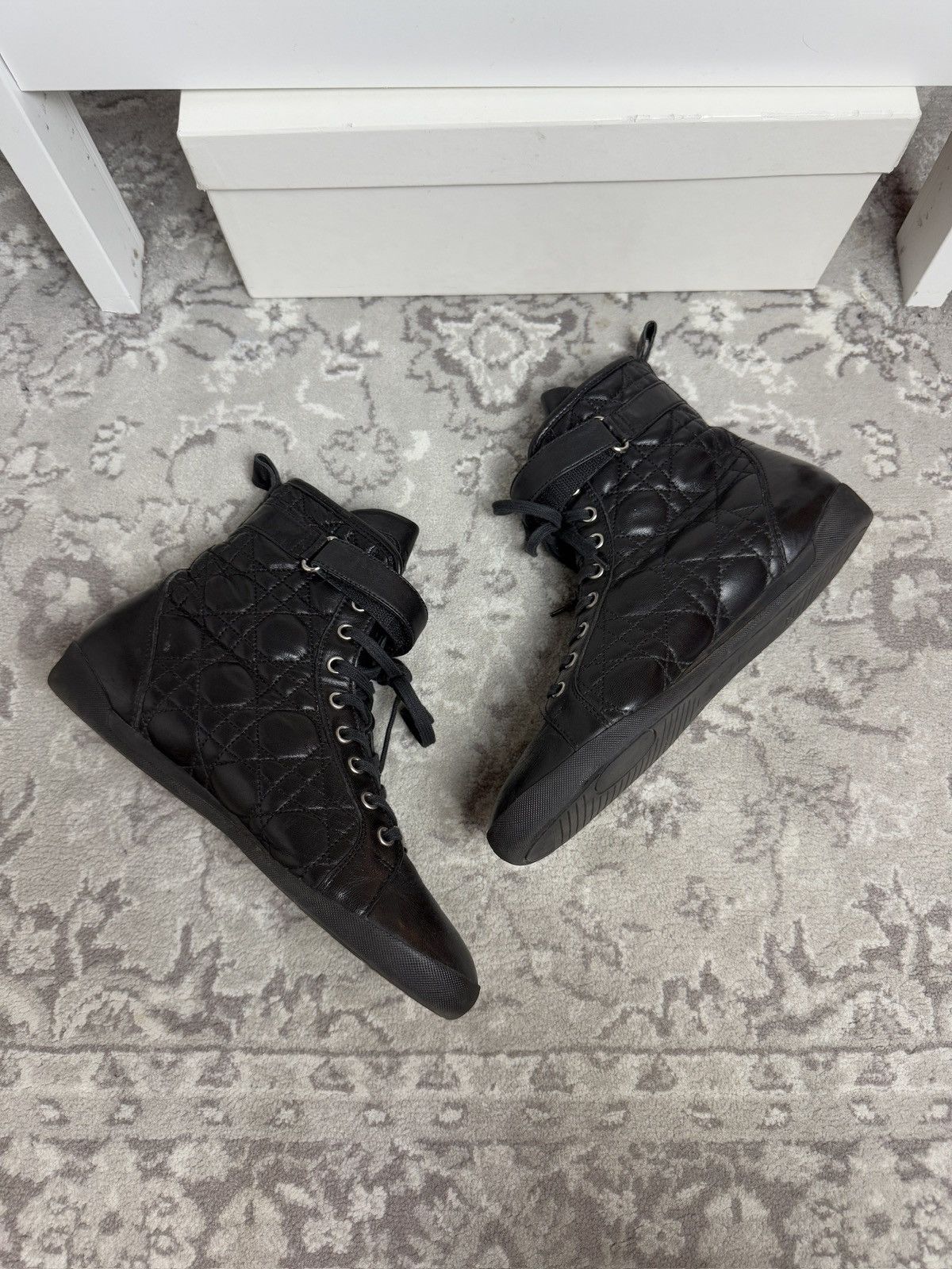 Dior × John Galliano Vintage y2k Dior leather high top boxing moto biker shoes Size US 6 / IT 36 - 2 Thumbnail