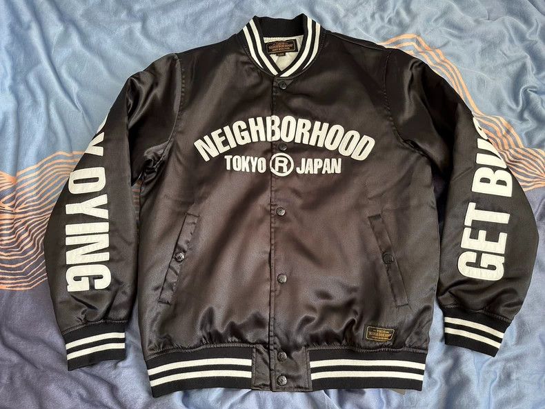 Neighborhood NEIGHBORHOOD 17AW Leather Logo Satin Jacket - dmc Size US L / EU 52-54 / 3 - 1 Thumbnail