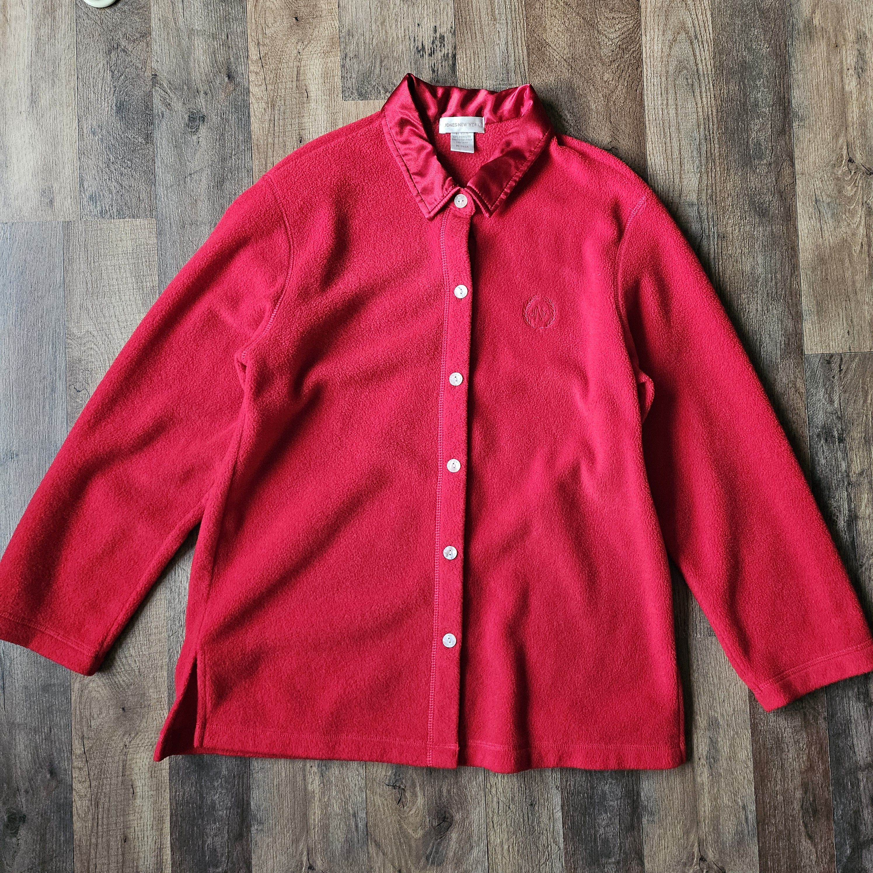 Jones New York × Vintage Vtg Jones New York Sport Women Fleece Button Down Shirt Size M / US 6-8 / IT 42-44 - 1 Thumbnail