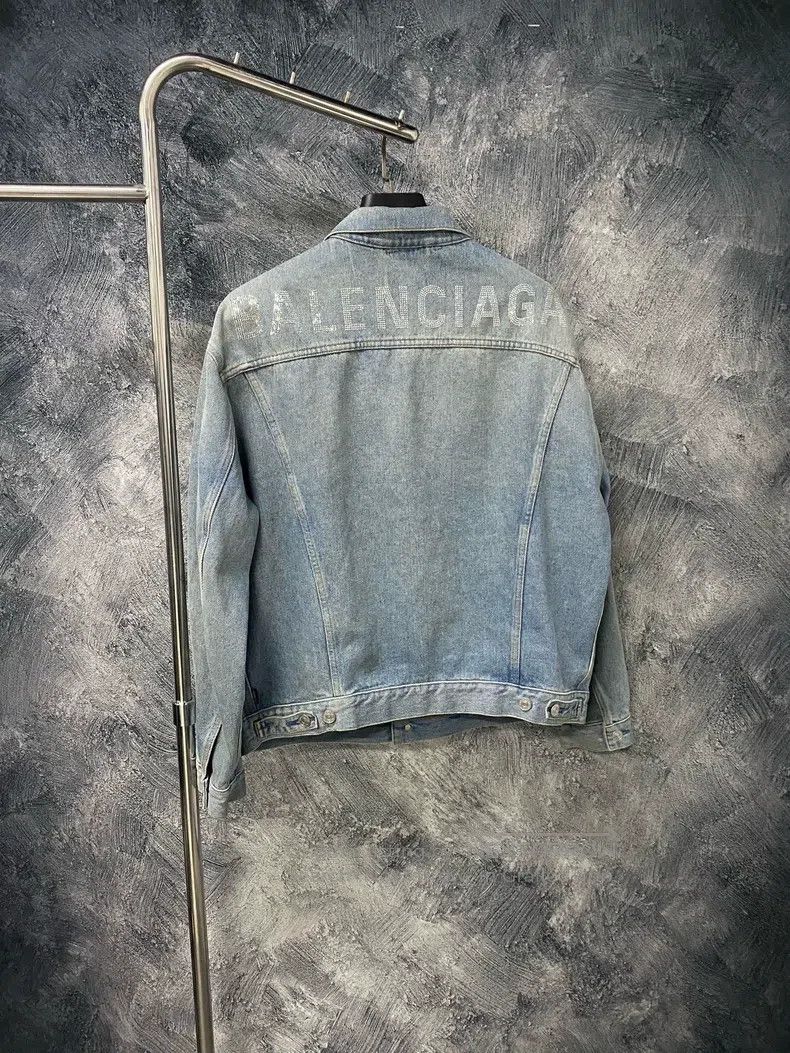 Balenciaga Balenciaga Pattern Logo Print Collar Long Sleeve Denim Jac Size US XXS / EU 40 - 2 Thumbnail