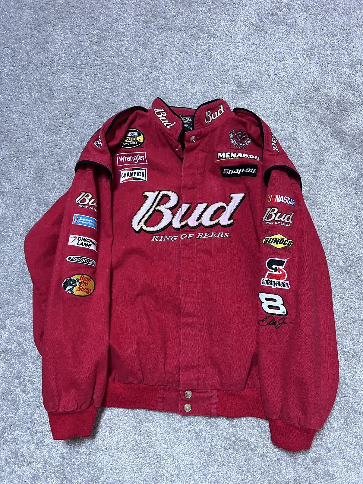 Budweiser Chase Authentics Budweiser Red Bomber Racing Jacket Size XXL Size US XXL / EU 58 / 5 - 2 Thumbnail