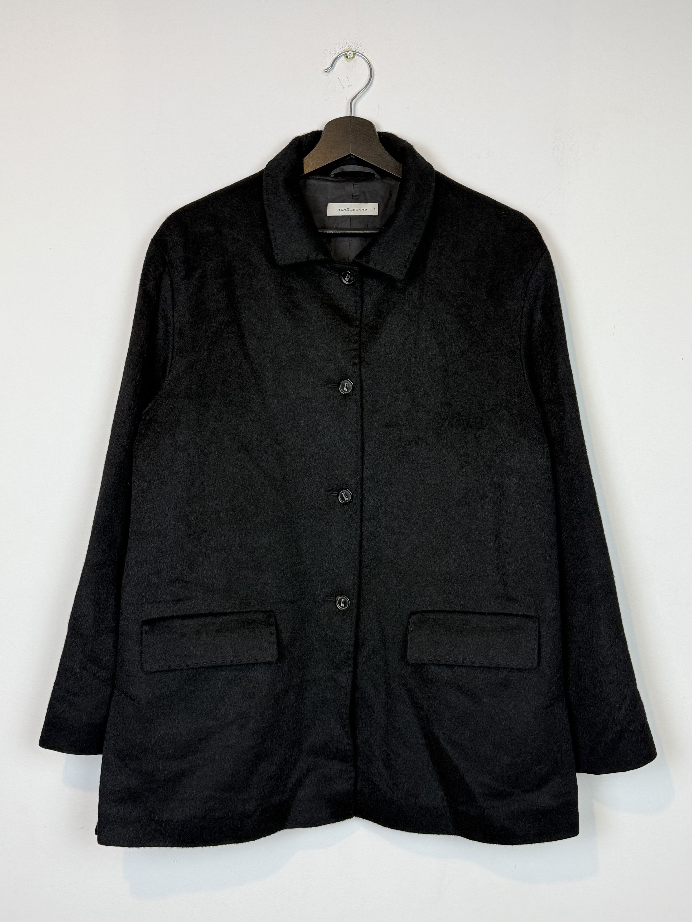 Vintage Rene Lezard Black Coat Mohair Cashmere Wool Blend Women's Size M / US 6-8 / IT 42-44 - 2 Thumbnail