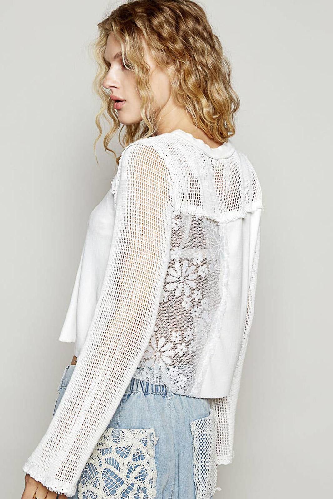 Other Round Neck Long Sleeve Lace Crochet Contrast Top Size US S / EU 44-46 / 1 - 11 Thumbnail