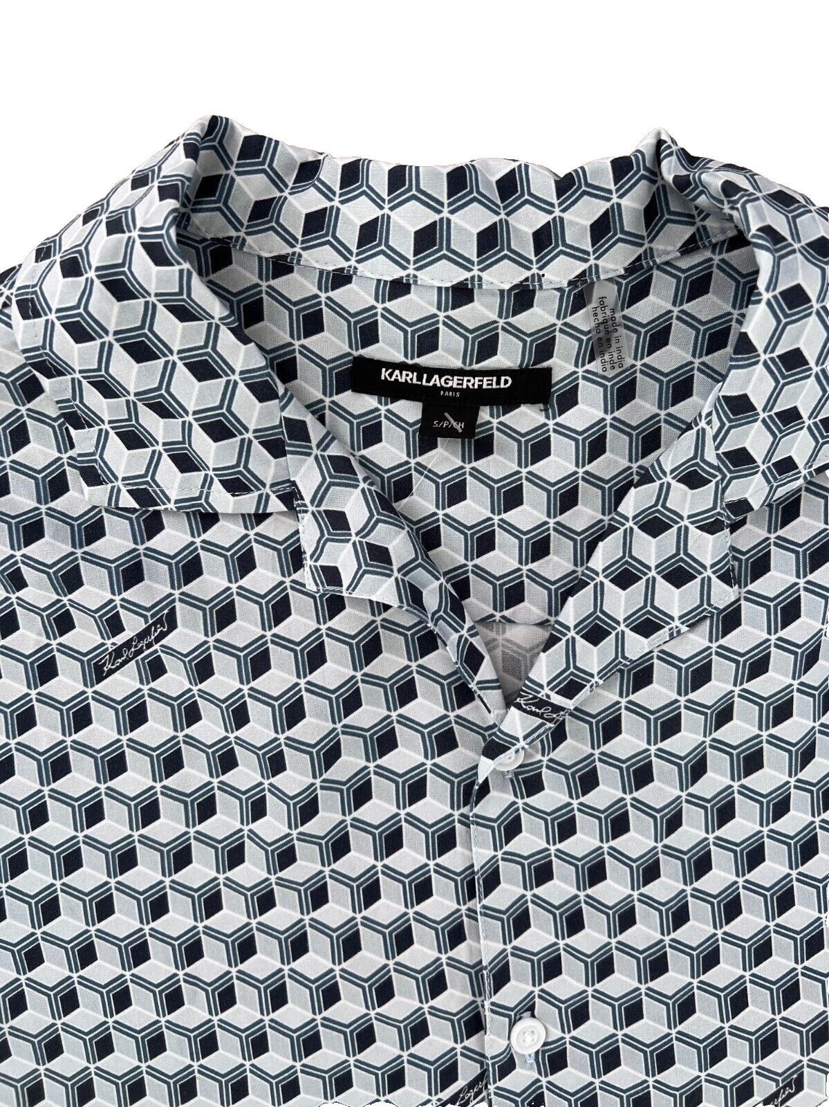 Karl Lagerfeld Karl Lagerfeld 3D Block Print Button Shirt Blue ( S ) Size US S / EU 44-46 / 1 - 4 Thumbnail