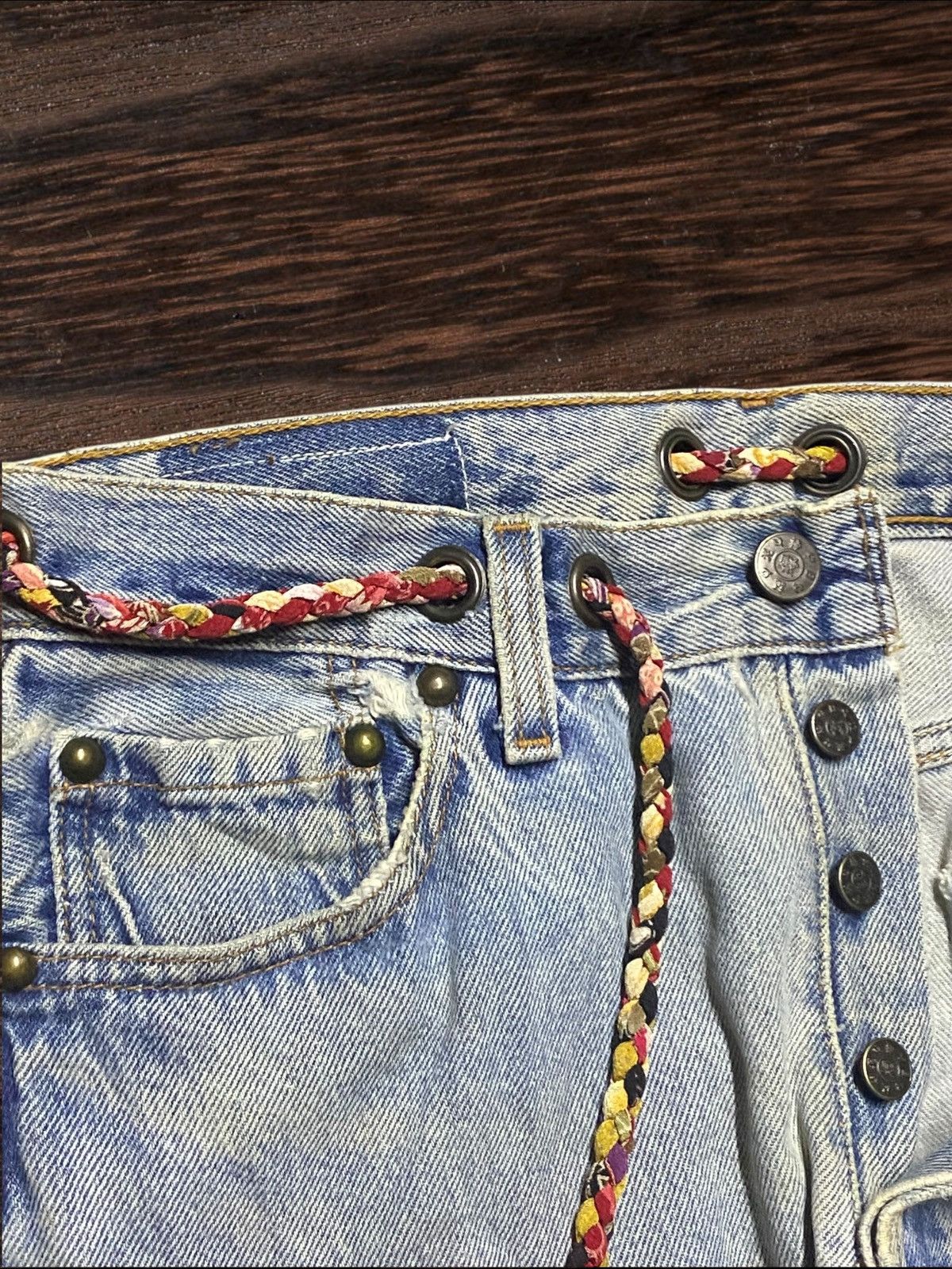Kapital Vintage Japanese Brand Embroidery Diary Streetwear Jeans Size US 29 - 11 Thumbnail