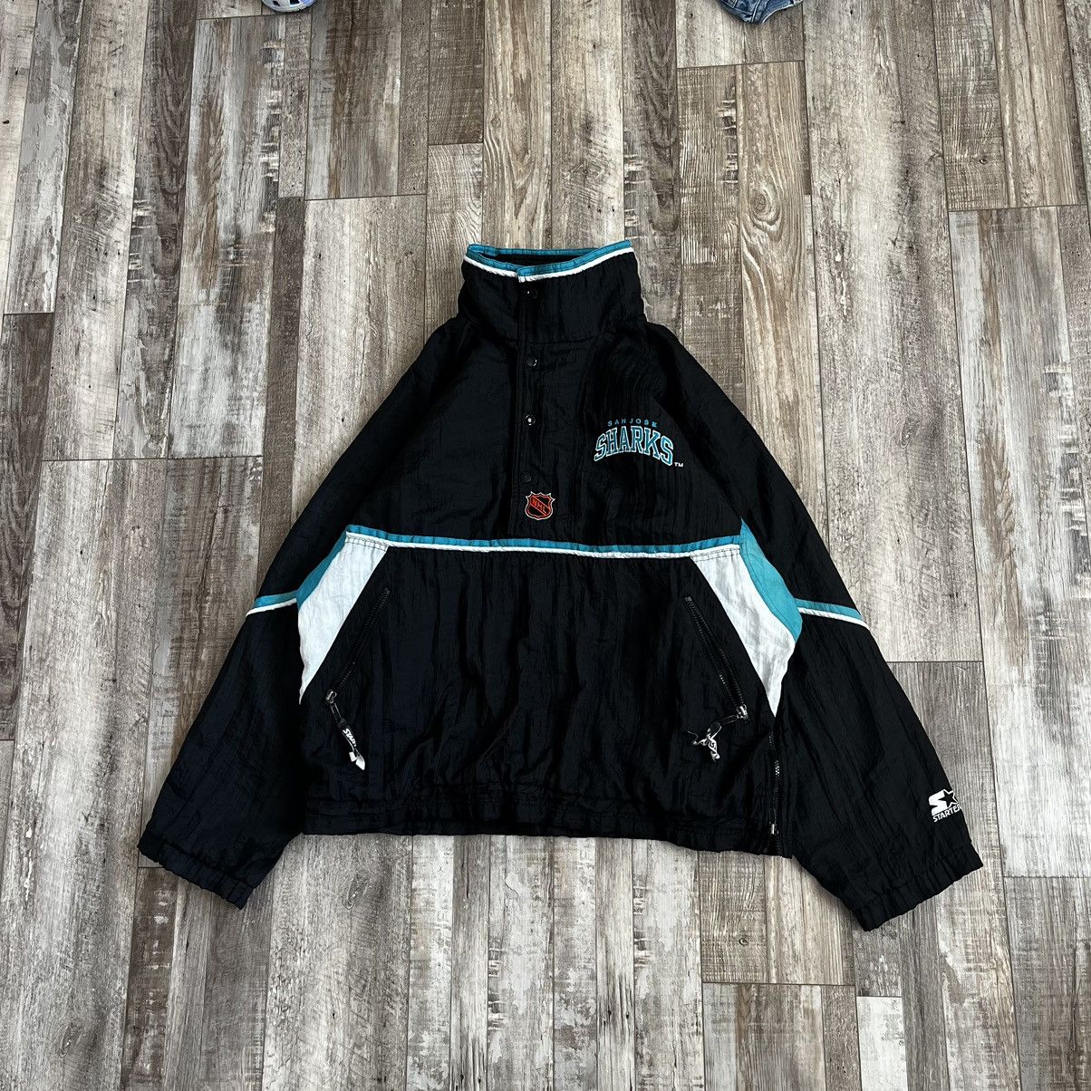 image of Hockey Vintage San Jose Sharks Jacket in Black, Men's (Size XL)