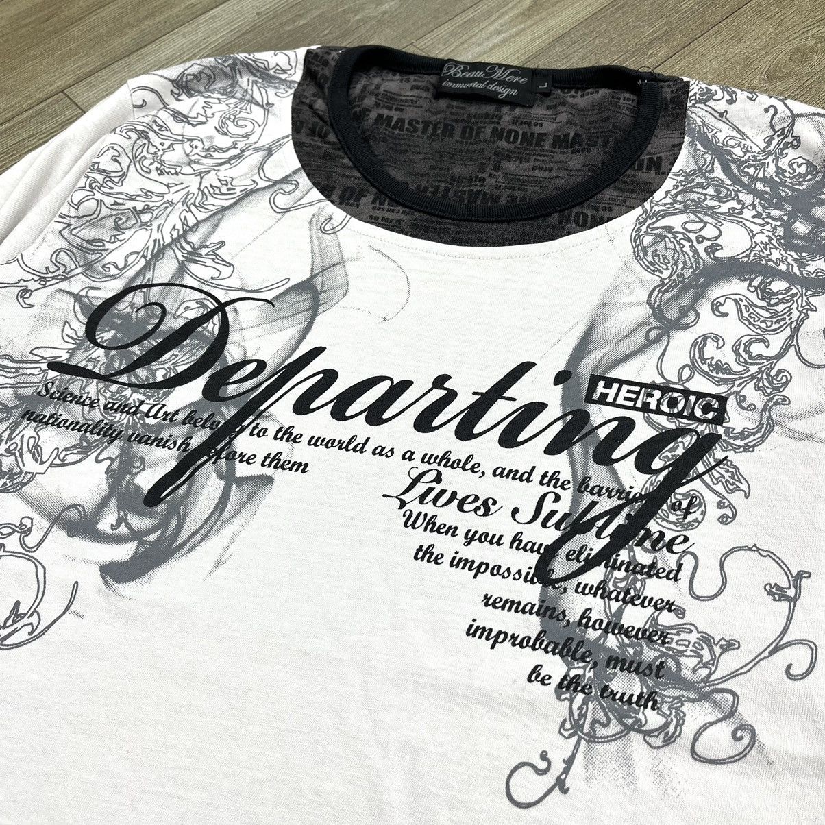 If Six Was Nine × Japanese Brand × Le Grande Bleu (L.G.B.) Y2K Beaumere Poem Skulls Punk Grunge Reglan Tee Ifsixwasnine Size US L / EU 52-54 / 3 - 3 Thumbnail