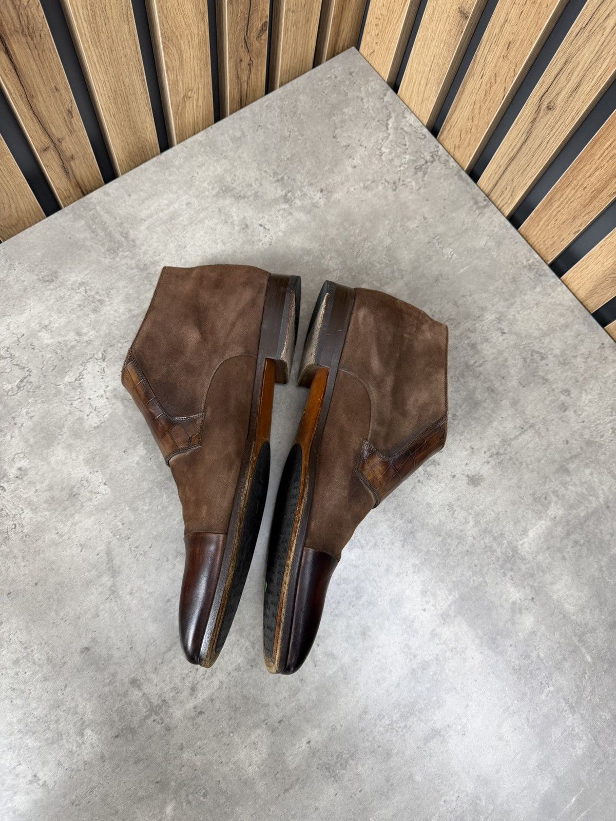 Magnanni Magnanni Double Monk Strap Ankle Boots Brown Suede Leather Size US 13 / EU 46 - 7 Thumbnail