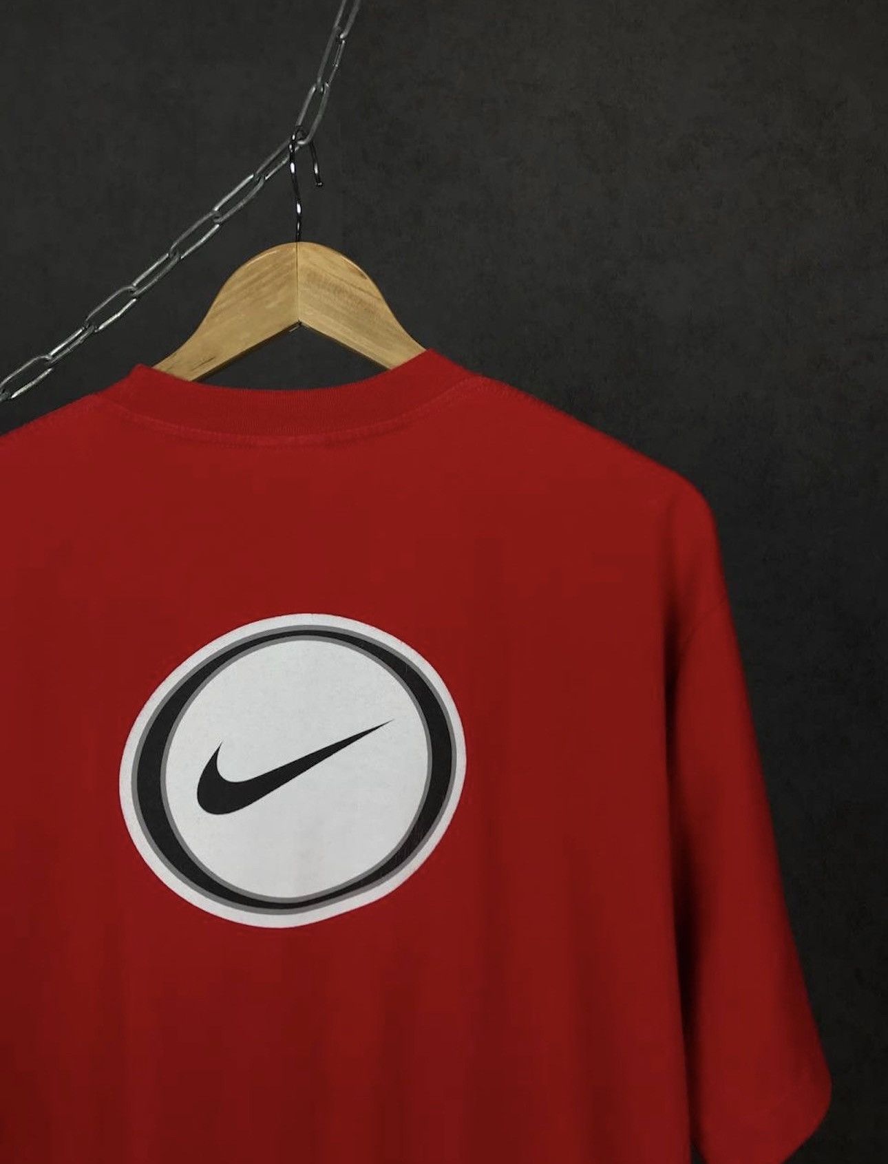 Nike × Vintage Nike swoosh streetwear vintage overprinted red tee Size US M / EU 48-50 / 2 - 6 Thumbnail
