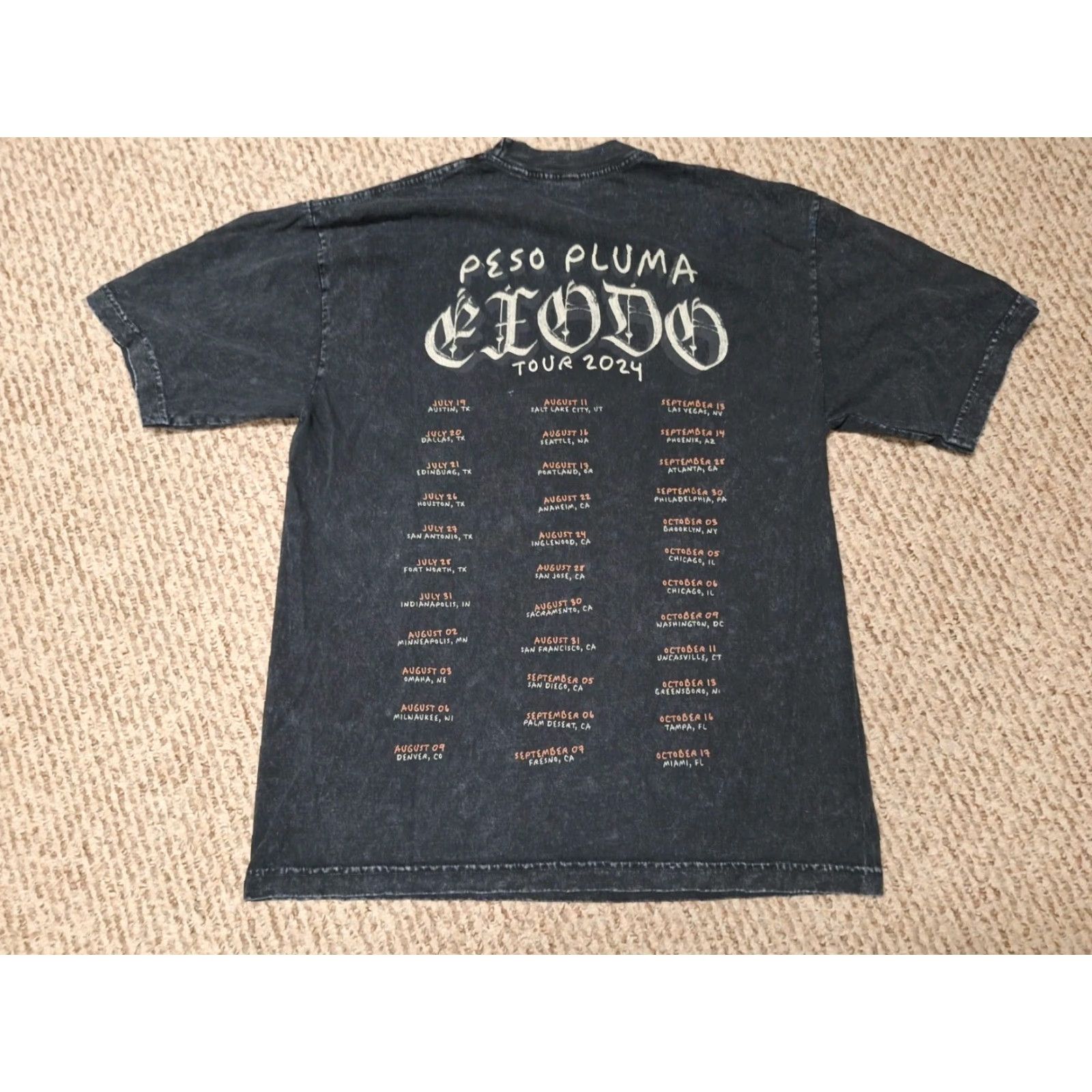 Vintage Peso Pluma Exodo Official 2024 Tour T Shirt Merch Small Gray Mens S Cotton Graphic Print Crew Neck Short Sleeve Weight: N/A Size US S / EU 44-46 / 1 - 5 Thumbnail