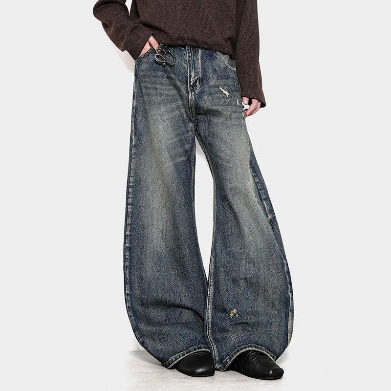 Jean Denim Worn-out Wide Leg Size US 33 - 3 Thumbnail