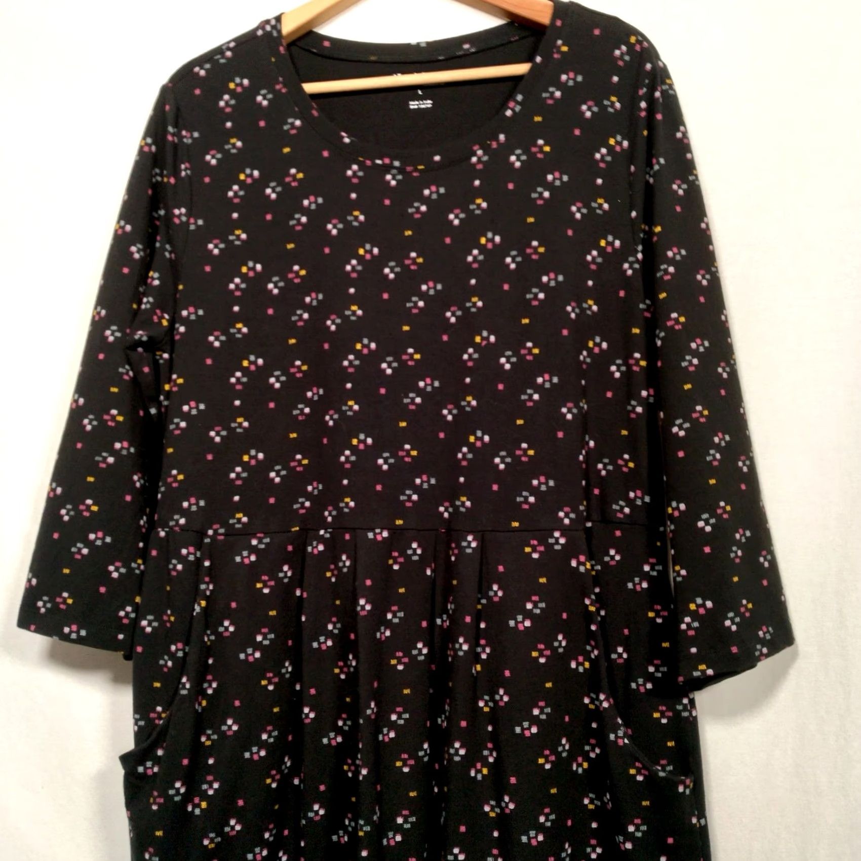 Vintage NorthStyle Shirt Dress L Women Navy Blue Purple Splash Long Sleeve Knit Midi Comfortable Abstract Pattern Dress Length Midi Nylon Spandex Cotton Modal Size L / US 10 / IT 46 - 4 Thumbnail