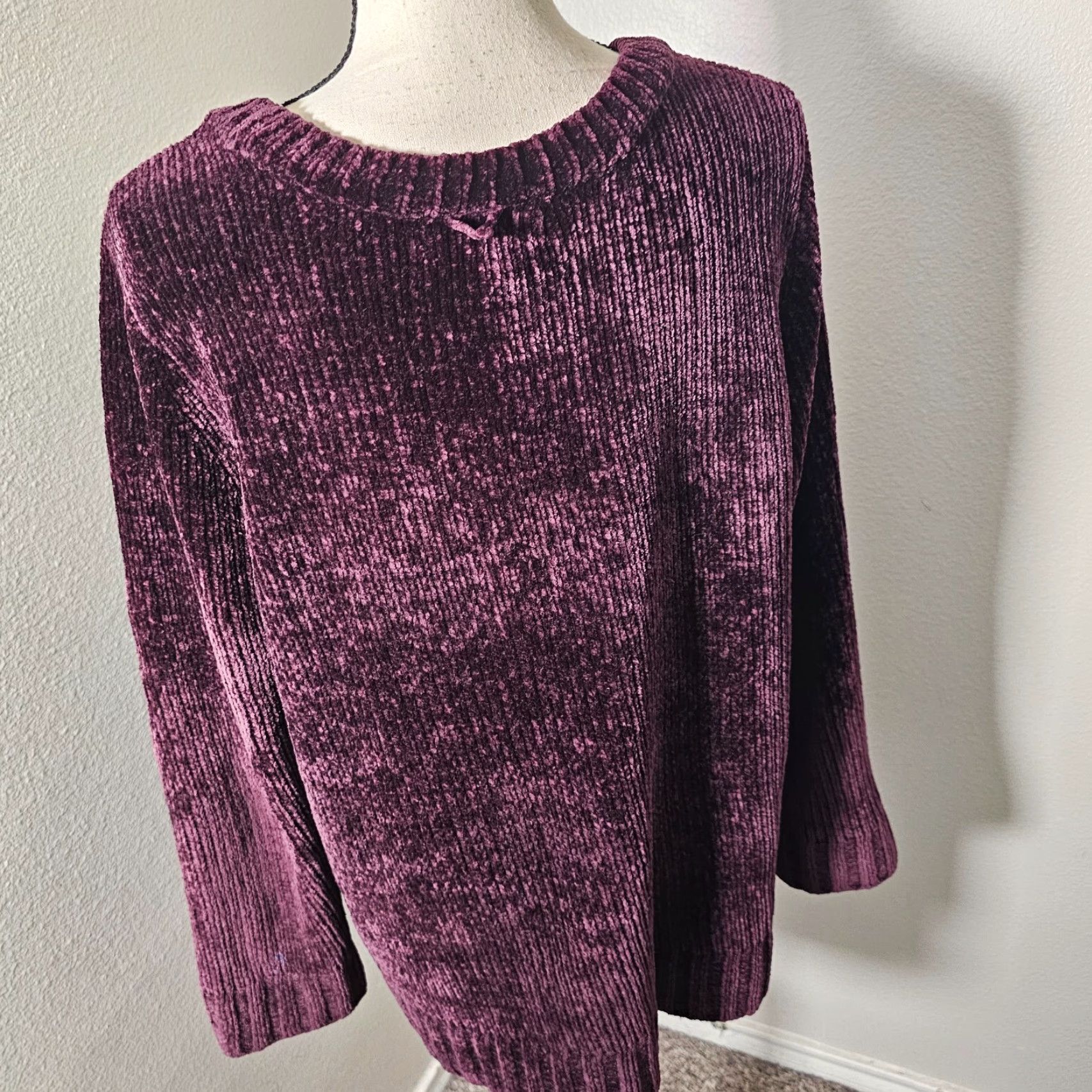 Orvis Orvis Women's Purple Crew Neck Long Sleeve Chenille Sweater M Size M / US 6-8 / IT 42-44 - 3 Thumbnail