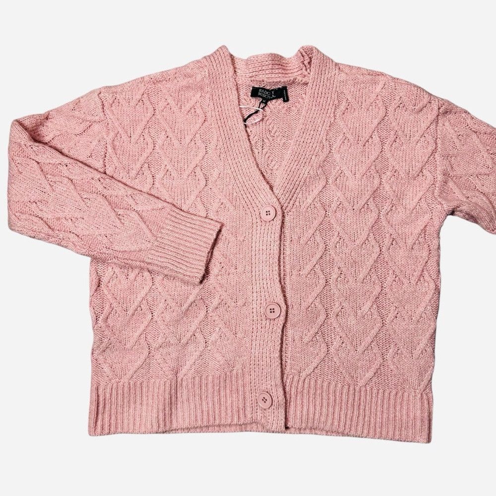 Badgley Mischka NWT New Badgley Mischka Cable Knit Pink Cardigan Sweater Si Size M / US 6-8 / IT 42-44 - 2 Thumbnail