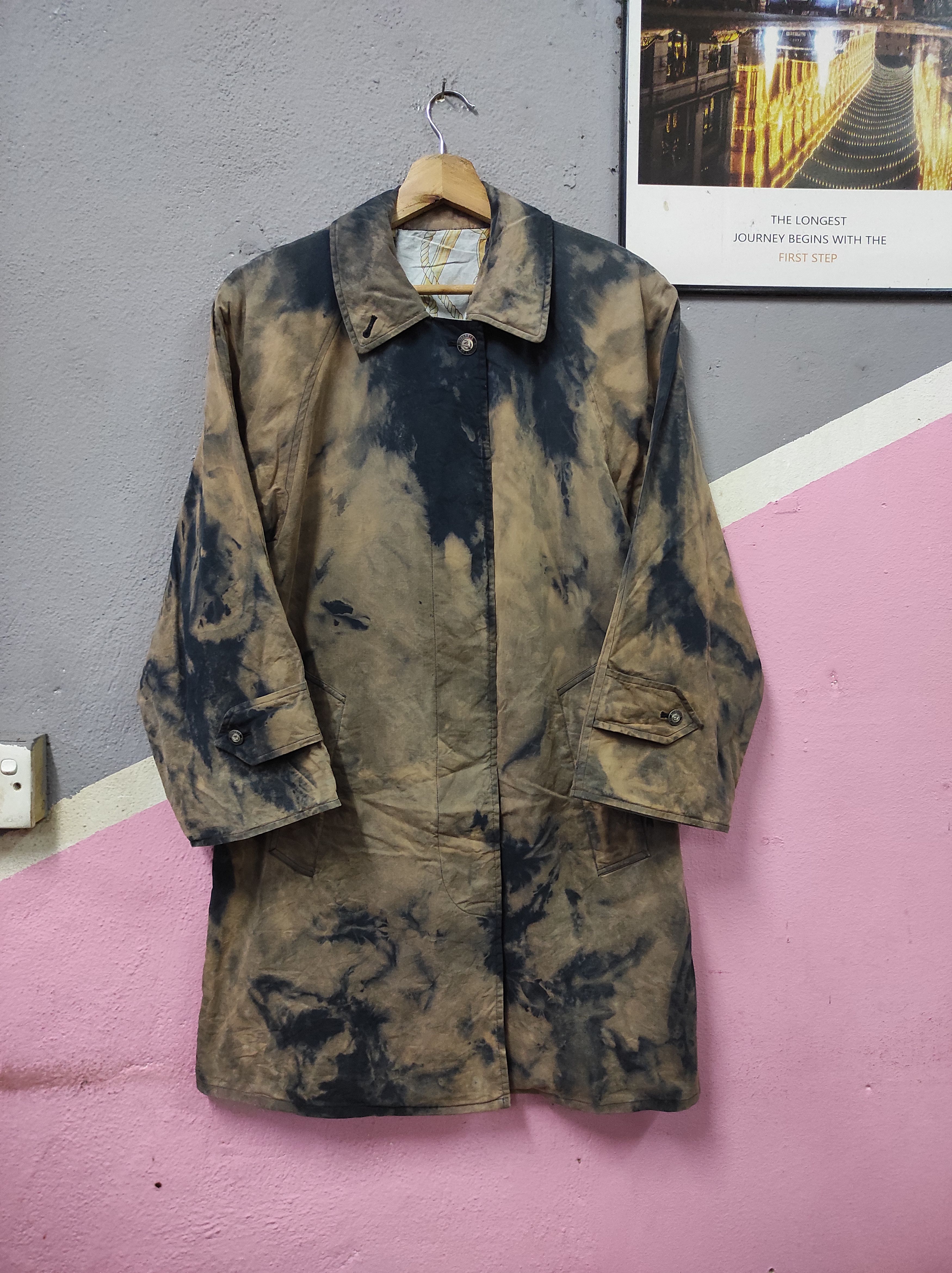 Burberry × Vintage BURBERRY VTG COAT OVERCOAT TIE DYE Size M / US 6-8 / IT 42-44 - 2 Thumbnail