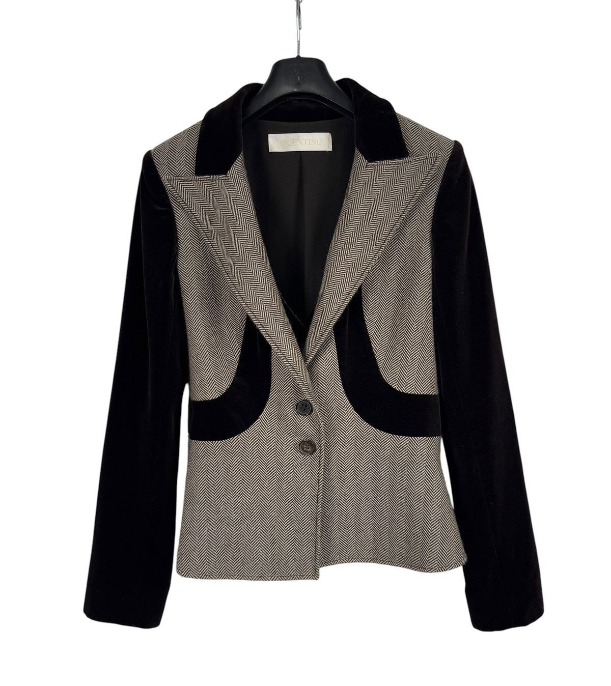 Valentino Valentino Wool Herringbone & Velour Jacket Simulated Vest Size M / US 6-8 / IT 42-44 - 12 Thumbnail