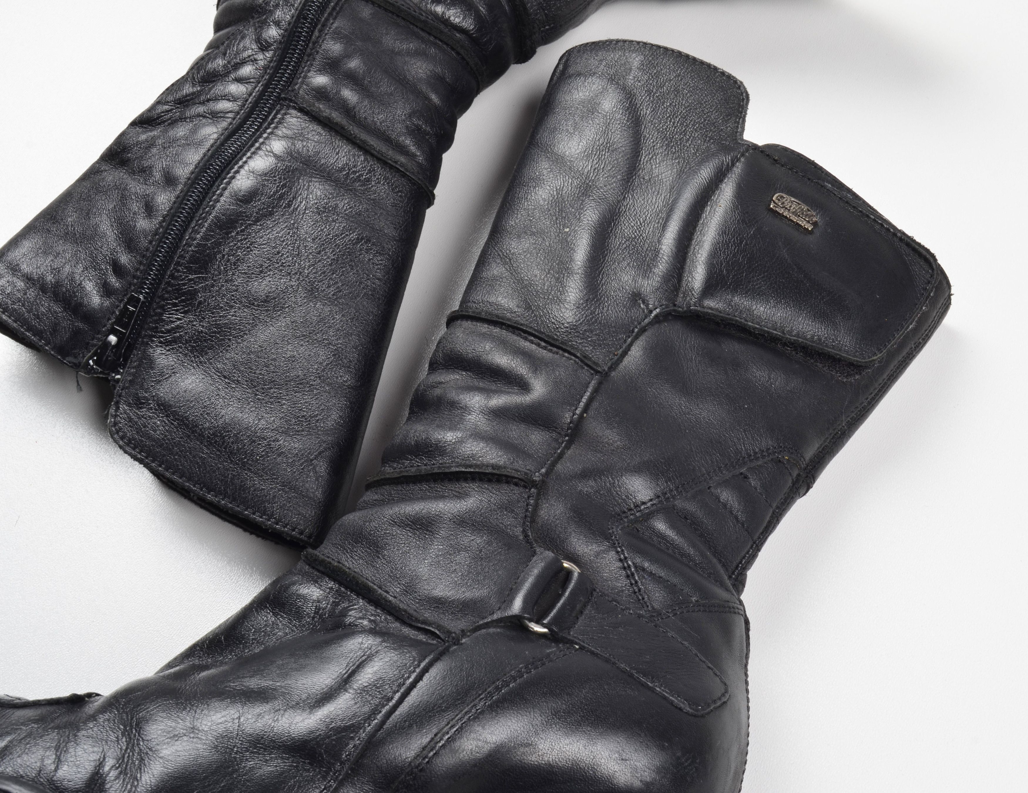 Buffalo London Vintage Buffalo London Black Leather Biker Moto Heel Boots Size US 11 / IT 41 - 5 Thumbnail