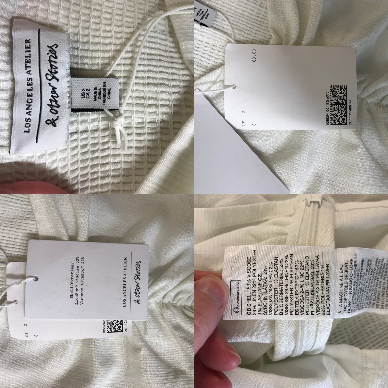 & Other Stories & Other Stories White Ruched Puff Sleeve Crop Top Size 2 Los Angeles Atelier Size XS / US 0-2 / IT 36-38 - 8 Thumbnail