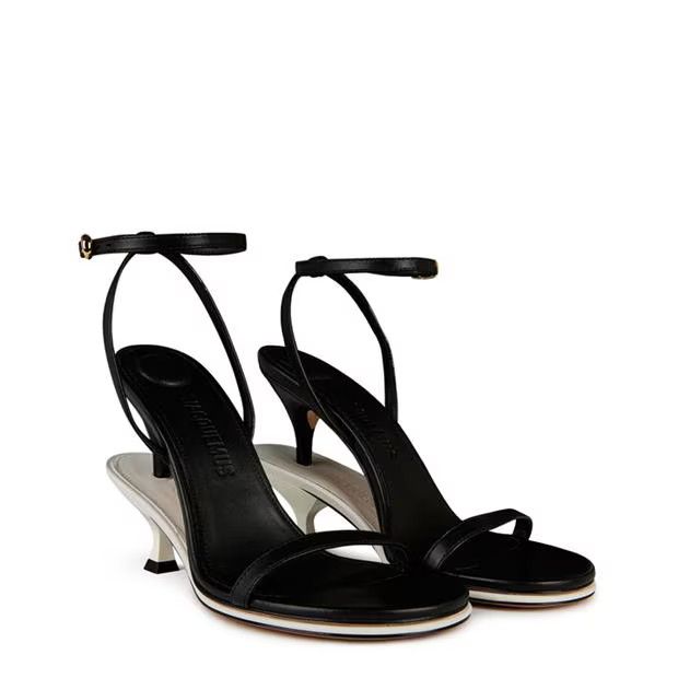 Jacquemus o1g2r1mq1024 Double Sandals in Black & White Size US 7 / IT 37 - 3 Thumbnail