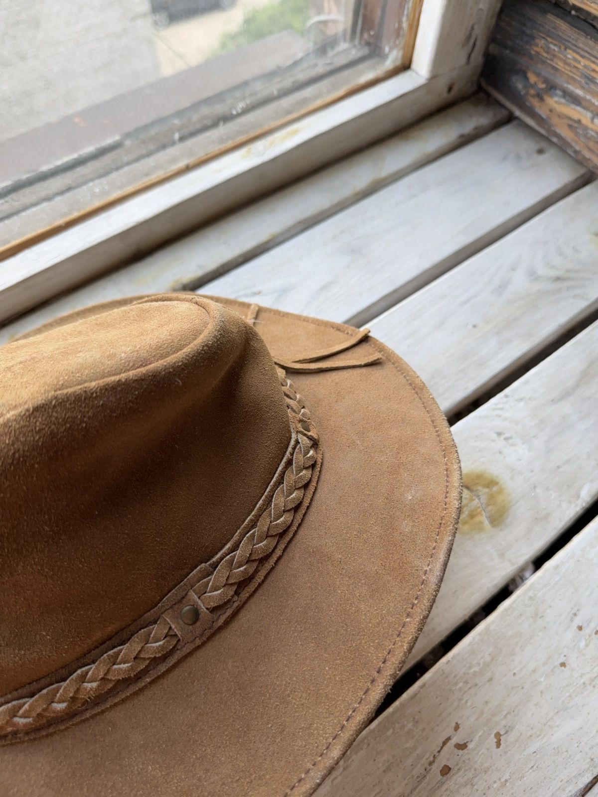 Cowboy Equipment × Leather × Vintage Vintage Retro 90s Suede Leather Cowboy Hat Braided Band L Size ONE SIZE - 6 Thumbnail