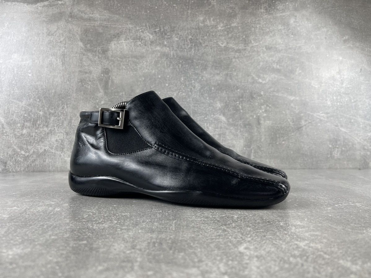Prada Prada Ankle Leather Boots Black Slip On Buckle Size US 7.5 / IT 37.5 - 2 Thumbnail