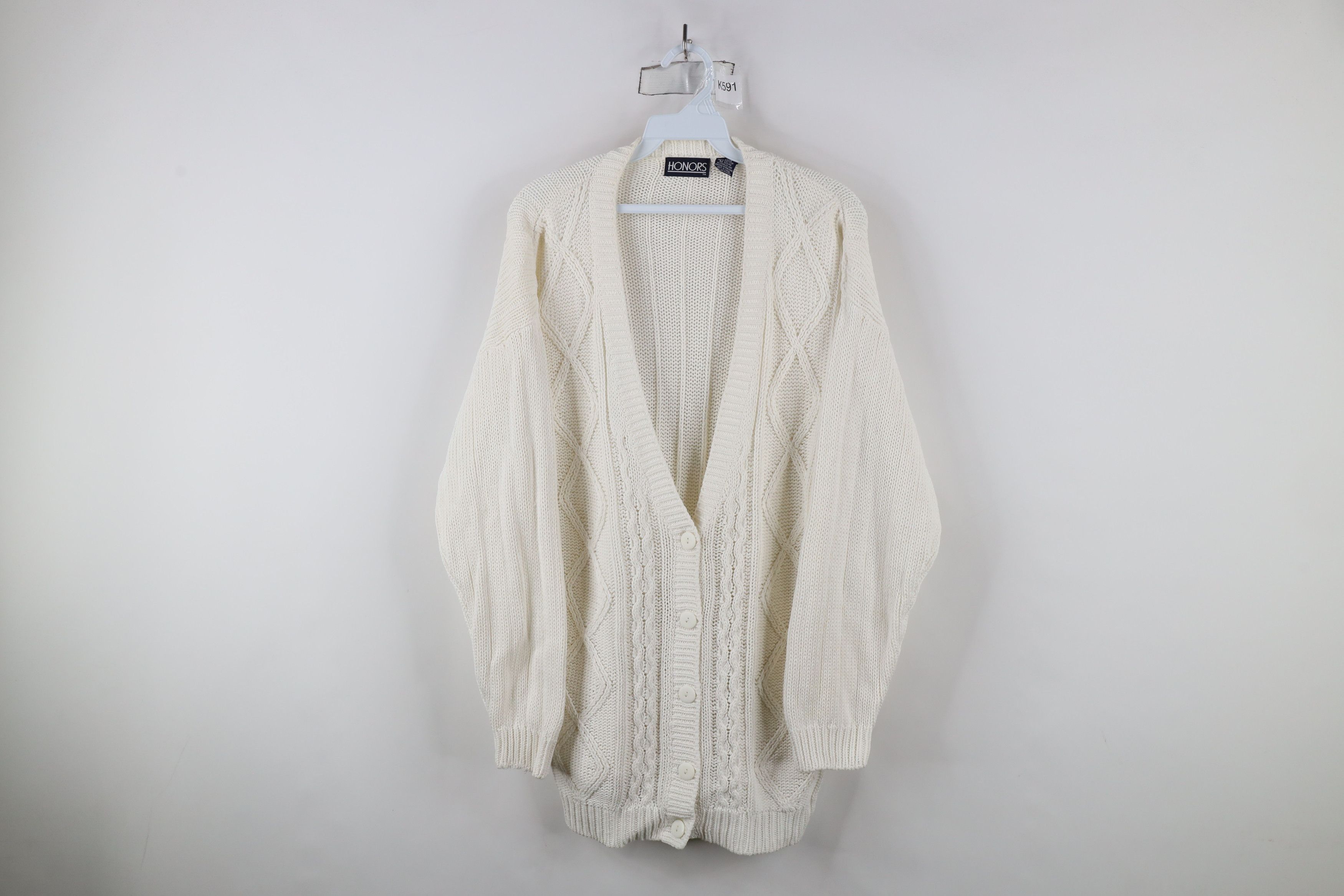 Vintage Vintage 90s Streetwear Cable Knit Fisherman Cardigan Sweater Size M / US 6-8 / IT 42-44 - 1 Thumbnail
