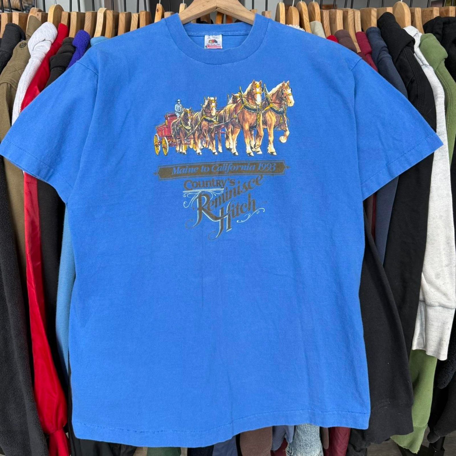 Fruit Of The Loom Vintage 90s Country's Reminisce Hitch Cross Country T-Shirt Size US L / EU 52-54 / 3 - 1 Thumbnail