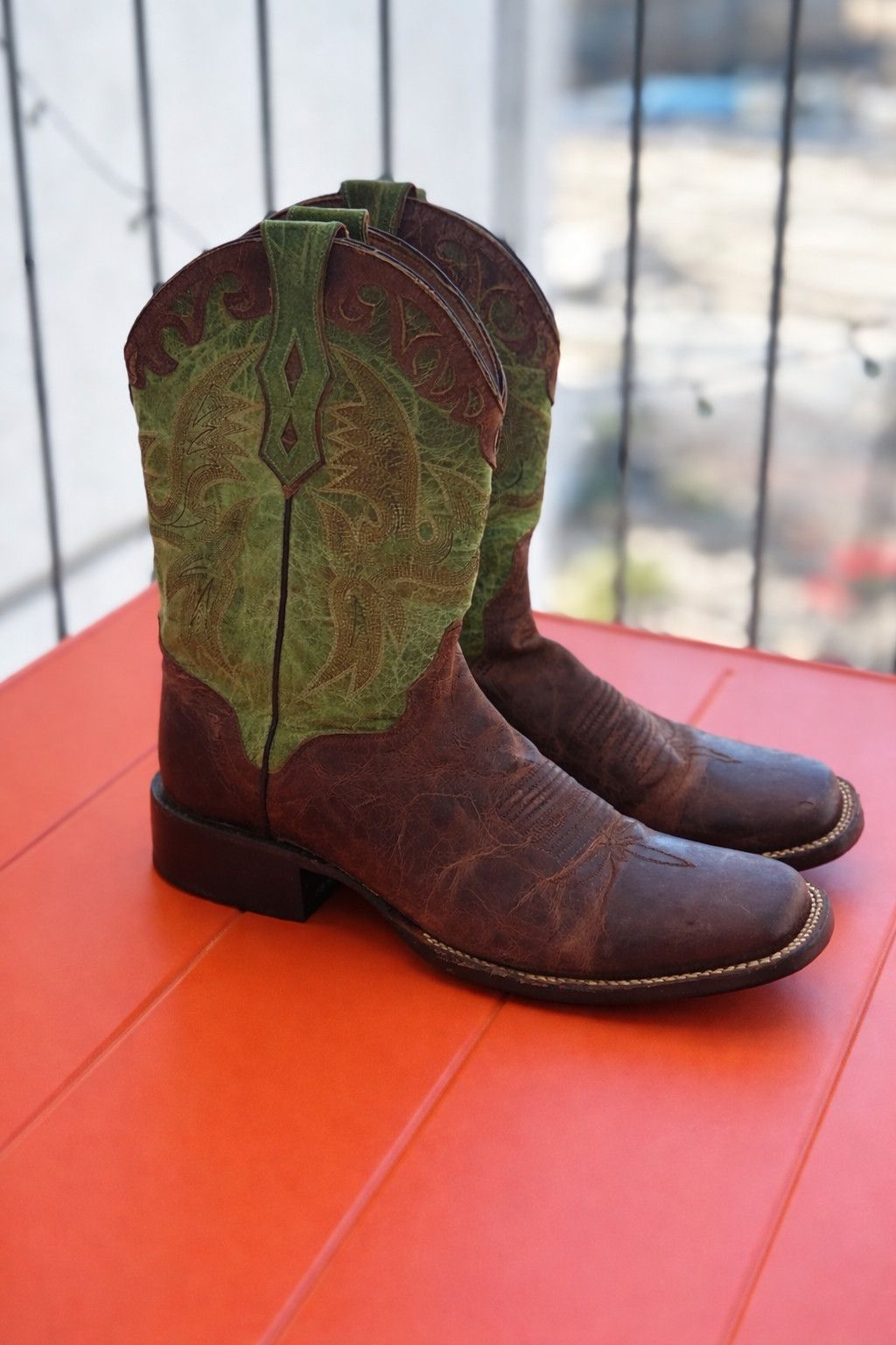 Other J.B. Dillon Western Cowboy Boots Green Goat Leather 9.5D Size US 9.5 / EU 42-43 - 2 Thumbnail