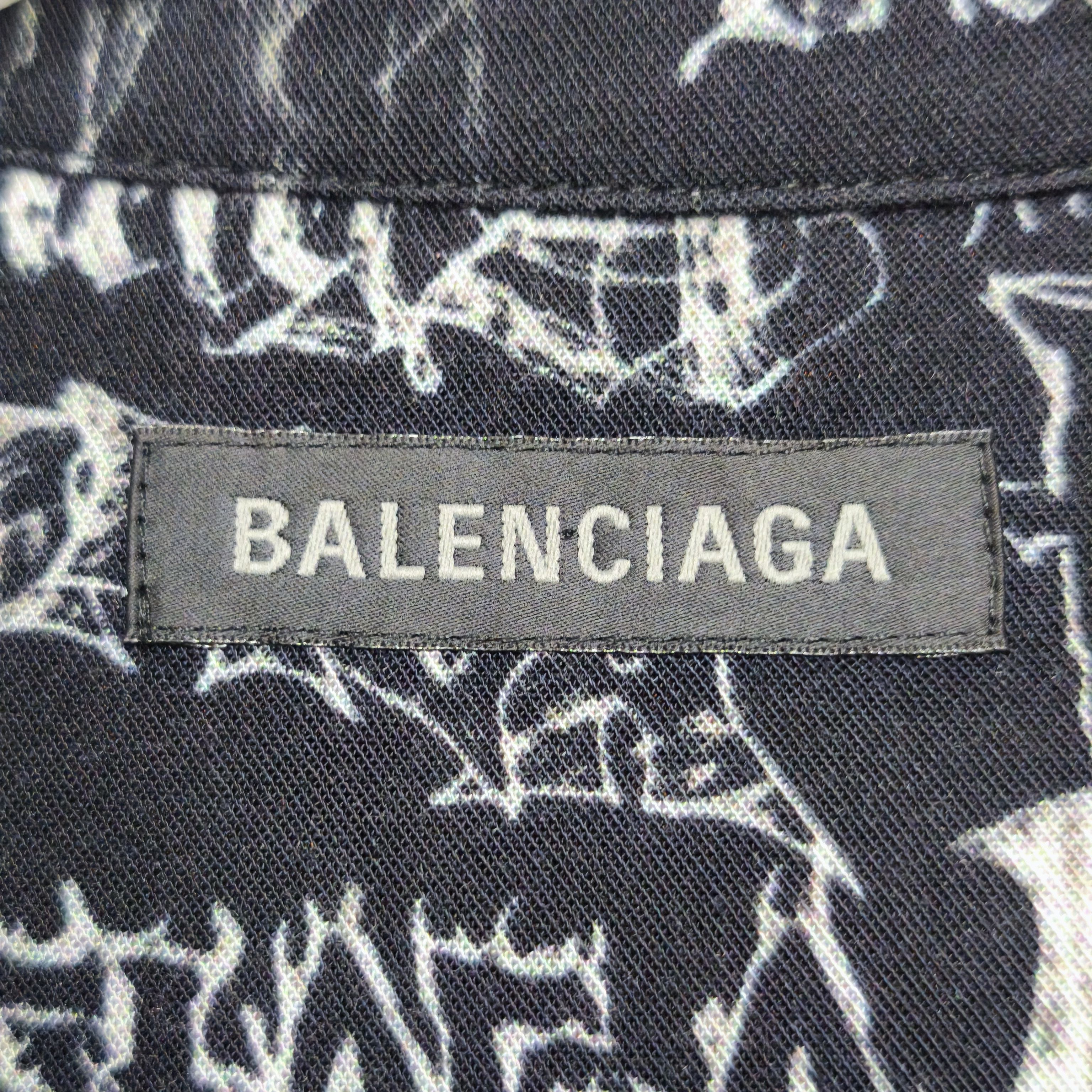 Balenciaga 1 Set 🔥🔥Balenciaga Black Printed Shirt DIY Metal Graffiti Size US M / EU 48-50 / 2 - 11 Thumbnail