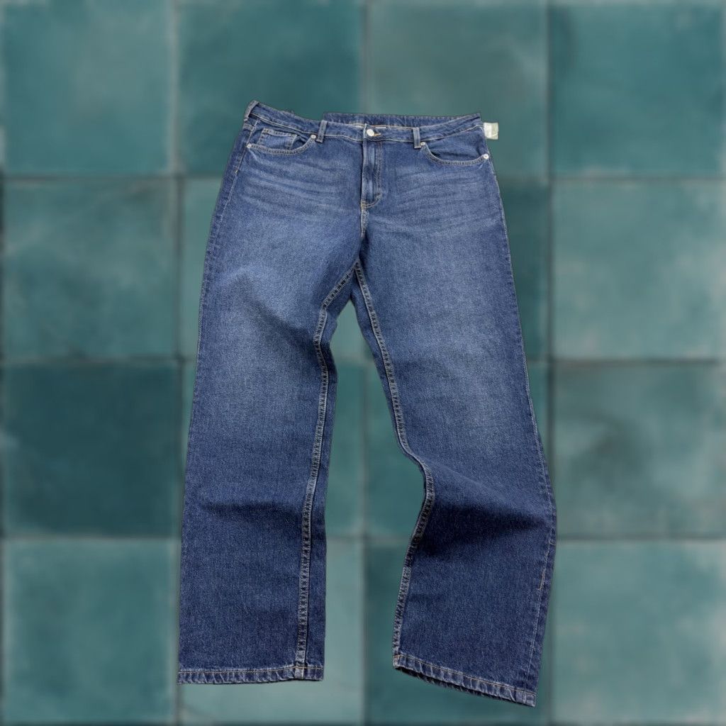 H&M VINTAGE H&M Jeans Womens 18 Blue Straight High Waist Denim Stretch 99% Cotton Size 40" / US 18 - 1 Thumbnail