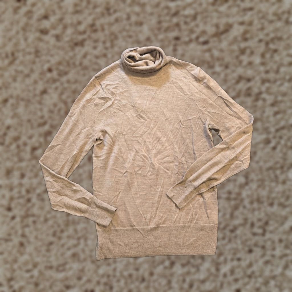 J.Crew J.CREW Sweater Womens Size S Tan Merino Wool Turtleneck Lightweight Capsule Pullover Knit Regular Stretch Casual Fall Winter Spring Stakes? Size S / US 4 / IT 40 - 1 Thumbnail