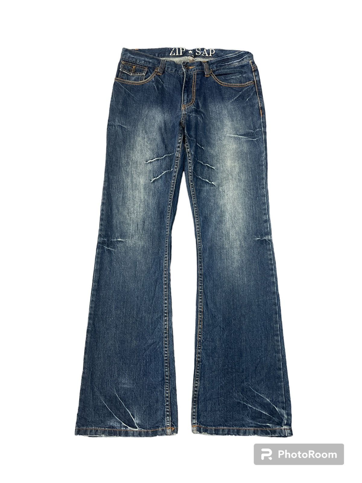 FLARED💥ZIP SAP DISTRESSED DENIM PANT