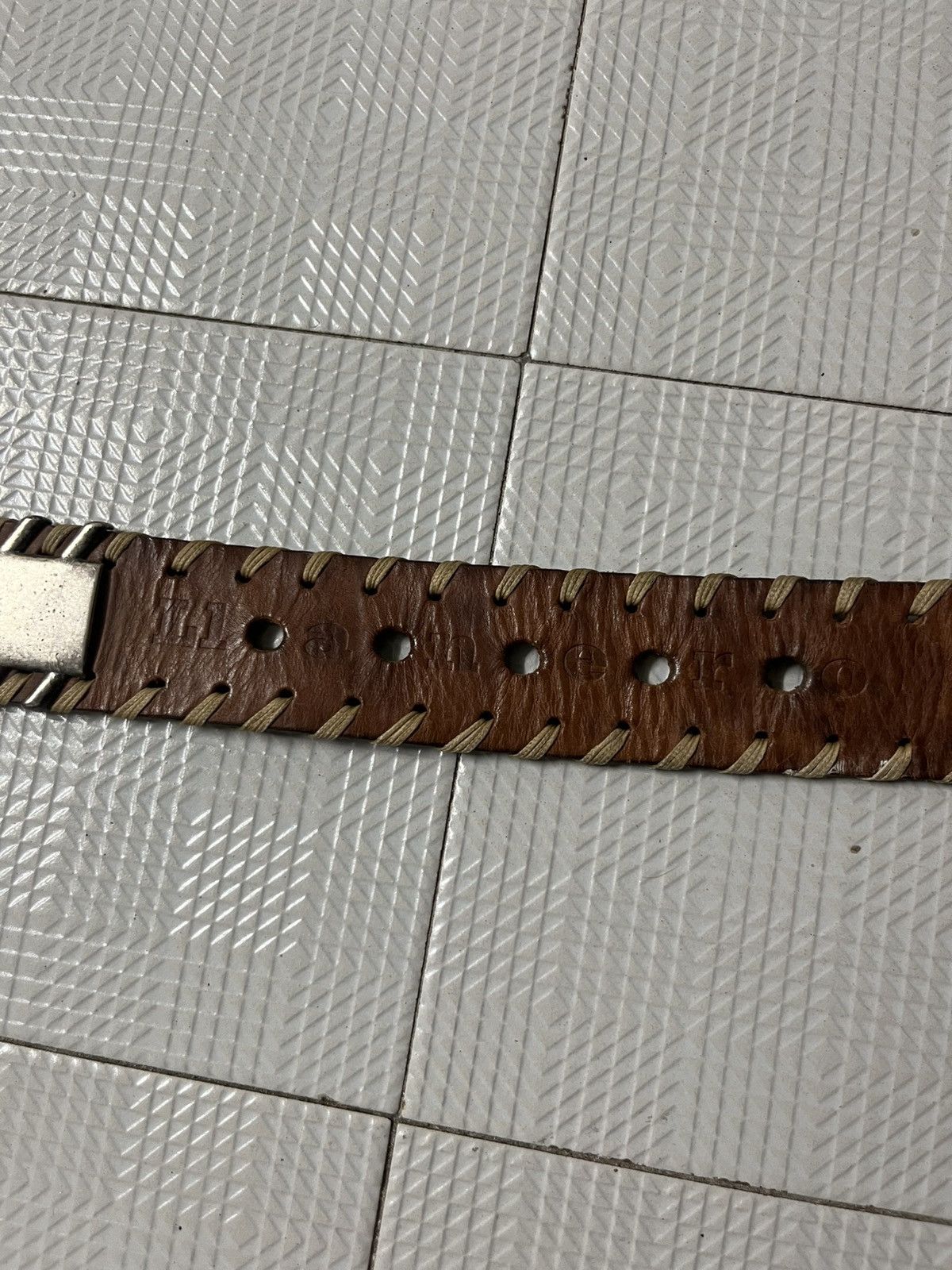 If Six Was Nine LEATHER BELT SILVER RIVETED by LIANERO Size 34 - 6 Thumbnail