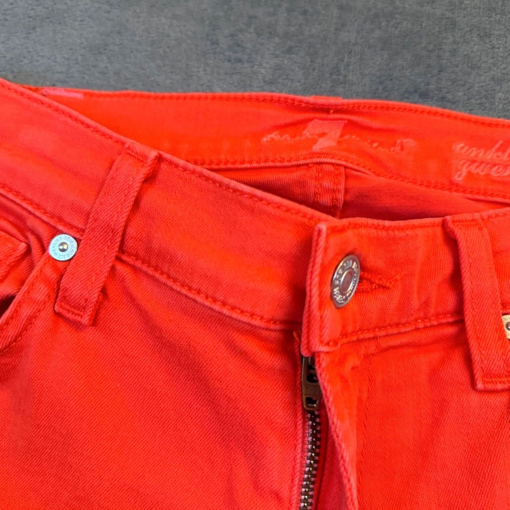 7 For All Mankind 7 For All Mankind Jeans Ankle Guinevere Skinny Red 26 Womens 27 Inseam Crop Raw Hem Stretch Pocket Cotton Spandex Denim Size 26" / US 2 / IT 38 - 6 Thumbnail
