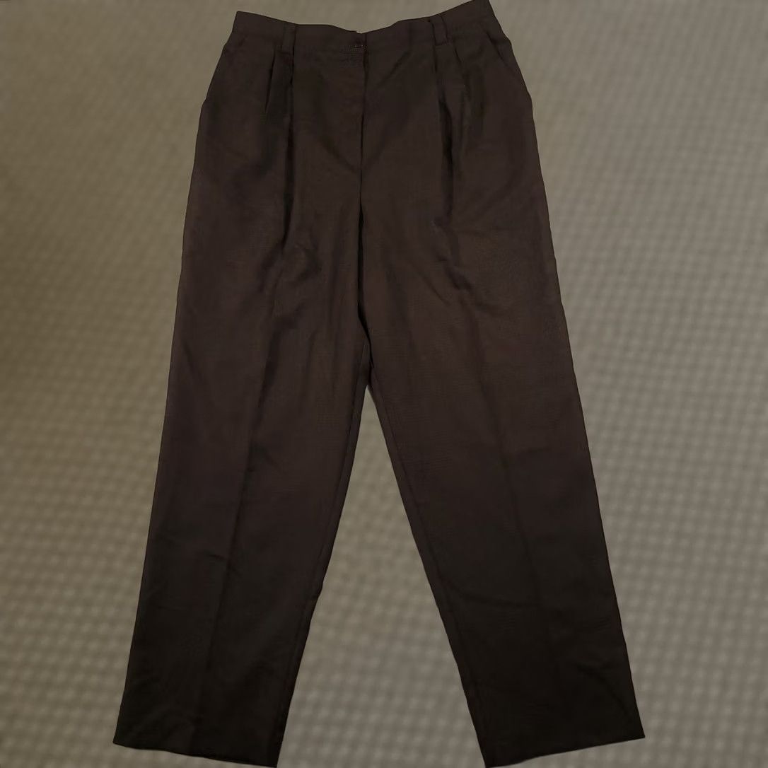 Van Heusen VINTAGE Van Heusen Dress Pants Women's 16 Brown Knit Pockets Pleated Straight USA Size 38" / US 16 / IT 52 - 1 Thumbnail