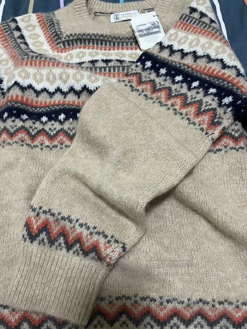 Brunello Cucinelli Brunello Cucinelli Fair Isle Jumper. Size US M / EU 48-50 / 2 - 4 Thumbnail