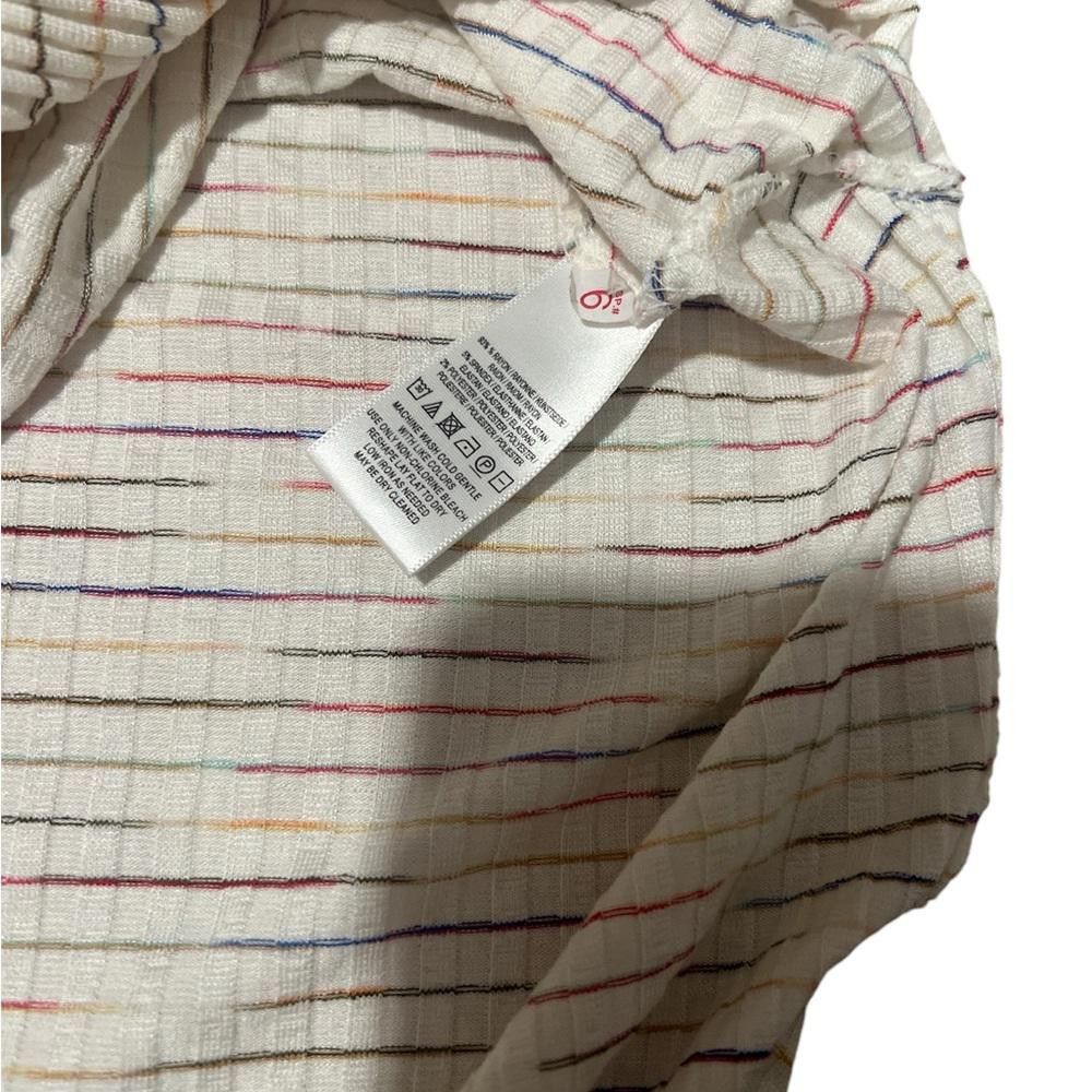 Marvel Comics Maeve By Anthropologie White Rainbow Stripe Leila Faux Wrap Size L / US 10 / IT 46 - 5 Thumbnail