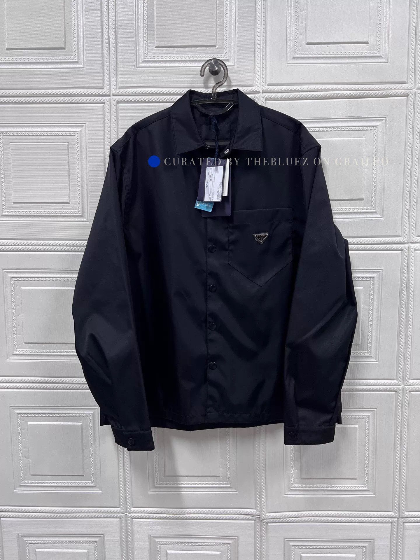 Prada Re-Nylon Triangle Logo Long Sleeve Shirt Size US L / EU 52-54 / 3 - 1 Thumbnail