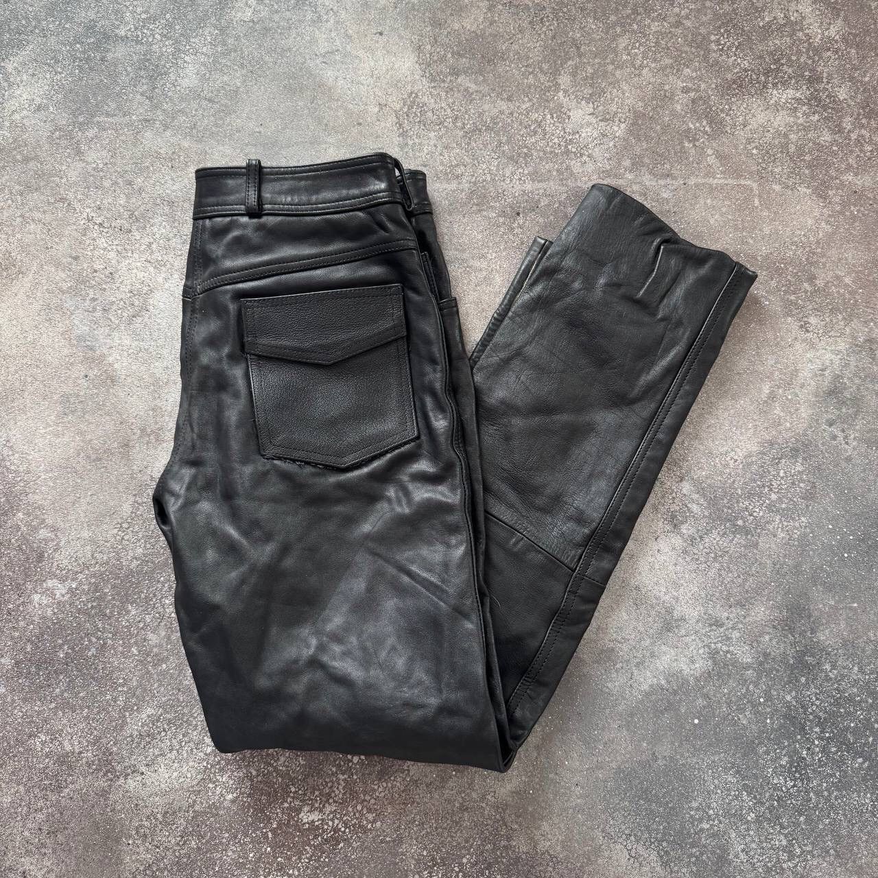 Vintage Moto Racing Black Leather Pants