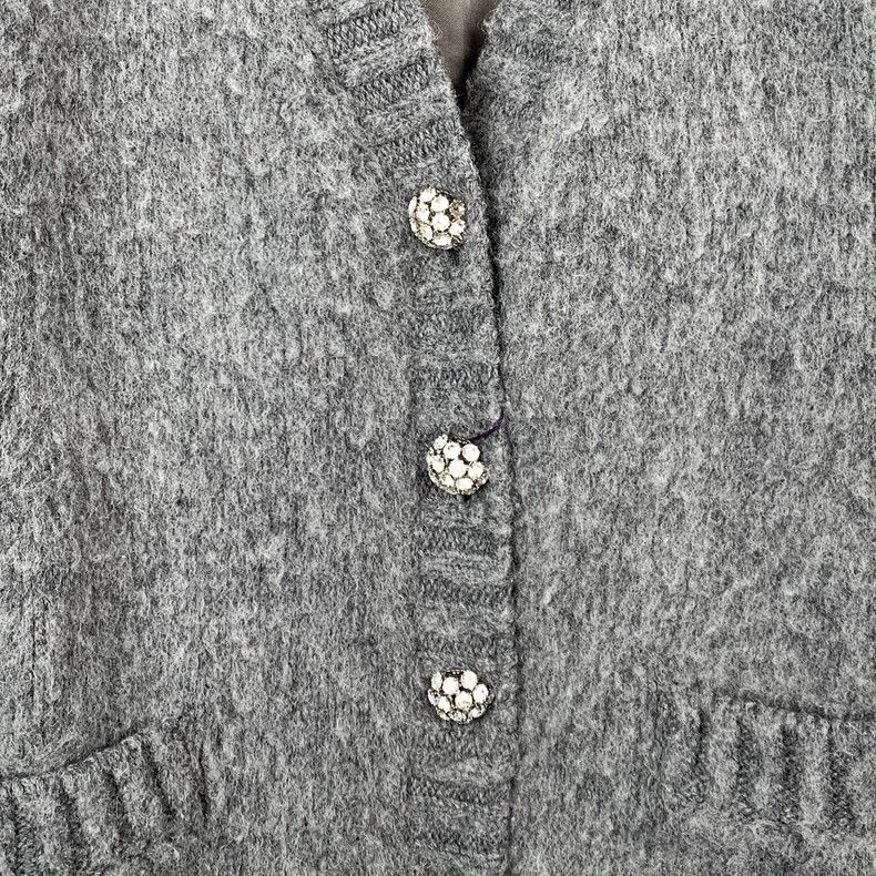 Prada Prada Size 38 Gray diamond-button knitted cardigan jacket s Size US XXS / EU 40 - 4 Thumbnail