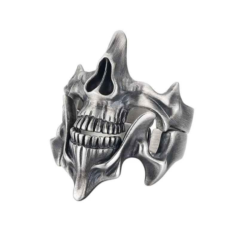 Jewelry Retro Silver Black Skull Rings Sophisticated Size ONE SIZE - 10 Thumbnail