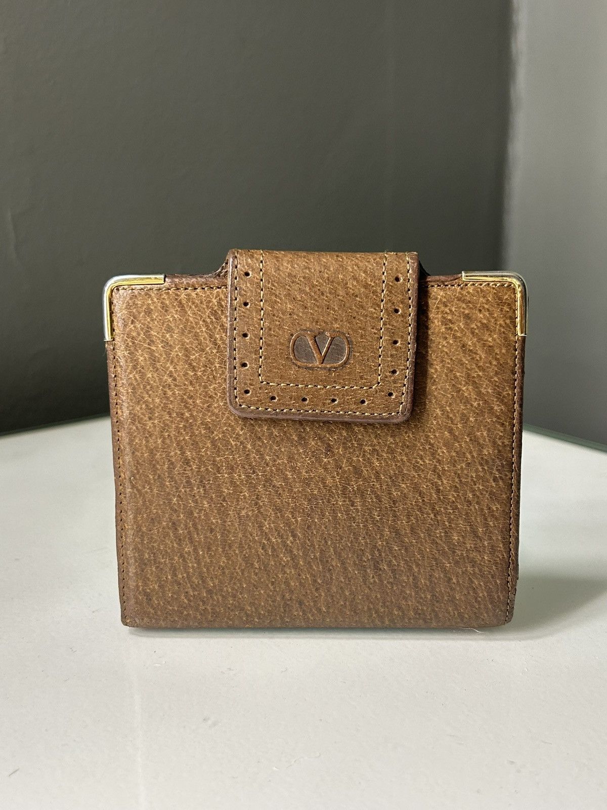 Valentino Valentino Garavani Brown Leather Compact Wallet Size ONE SIZE - 1 Thumbnail