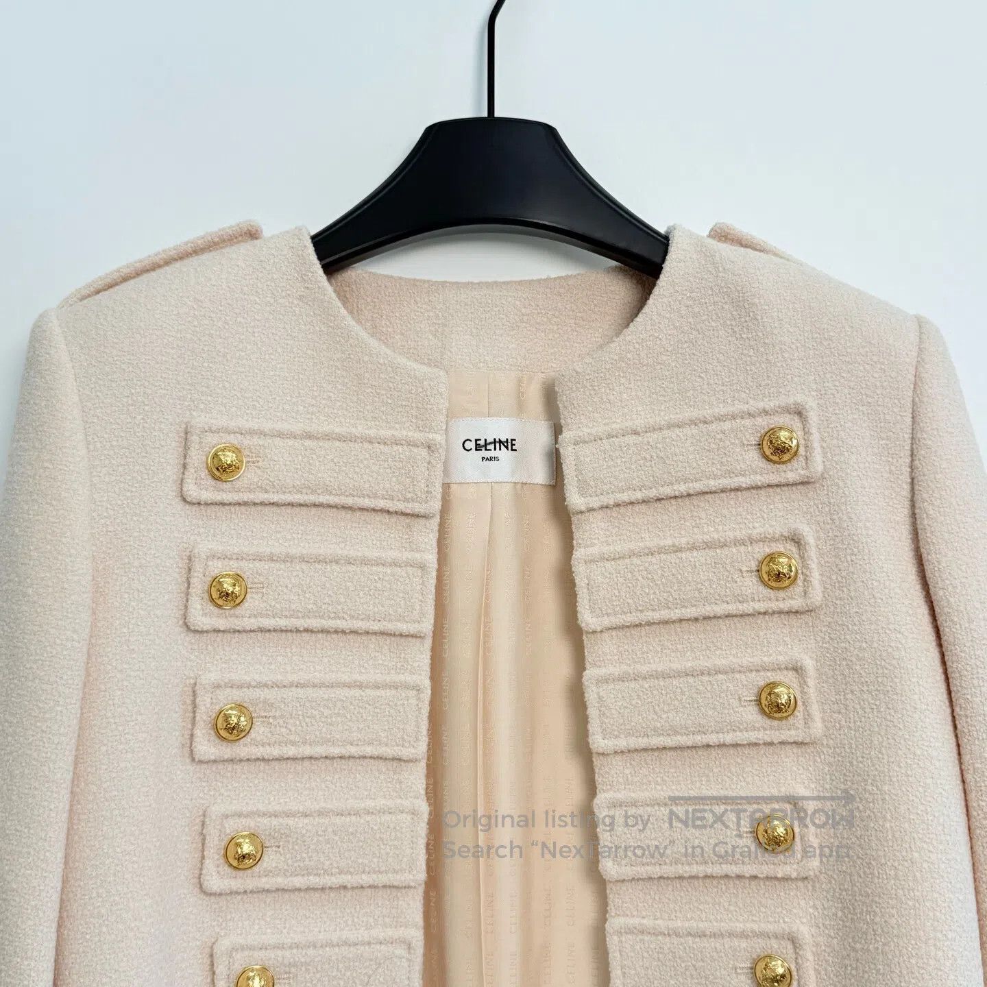 Celine CELINE Solid Color Tweed Knit Top with Buttons| Size XXS / US 00 / IT 34 - 2 Thumbnail