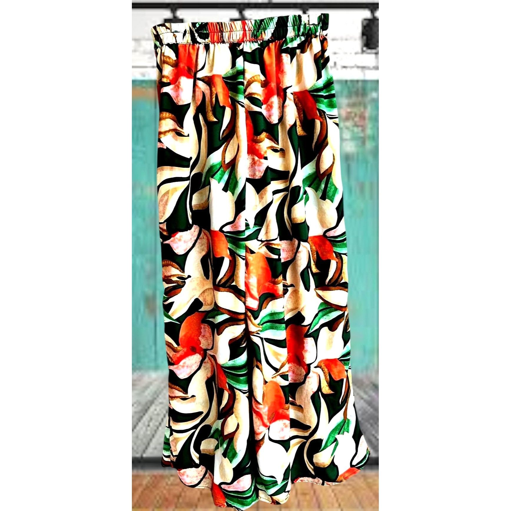 Other Moon Orchid Palazzo Pants Medium Abstract Festive High Waist Size 30" / US 8 / IT 44 - 3 Thumbnail