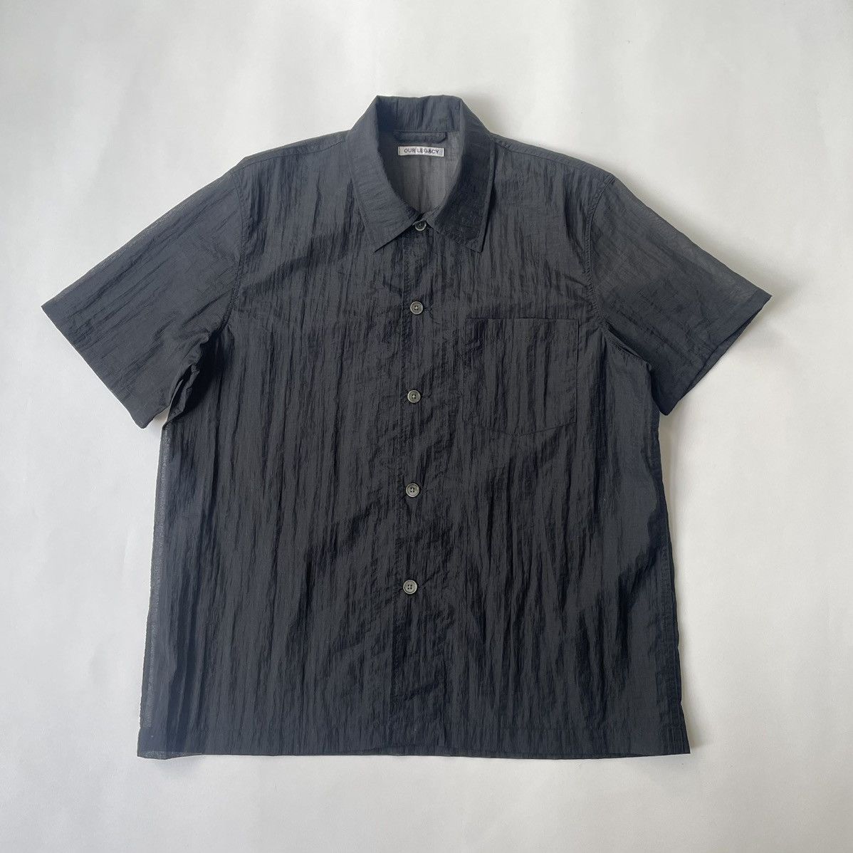 Our Legacy Black Grid Nylon Mesh Box Shirt Size US M / EU 48-50 / 2 - 12 Thumbnail