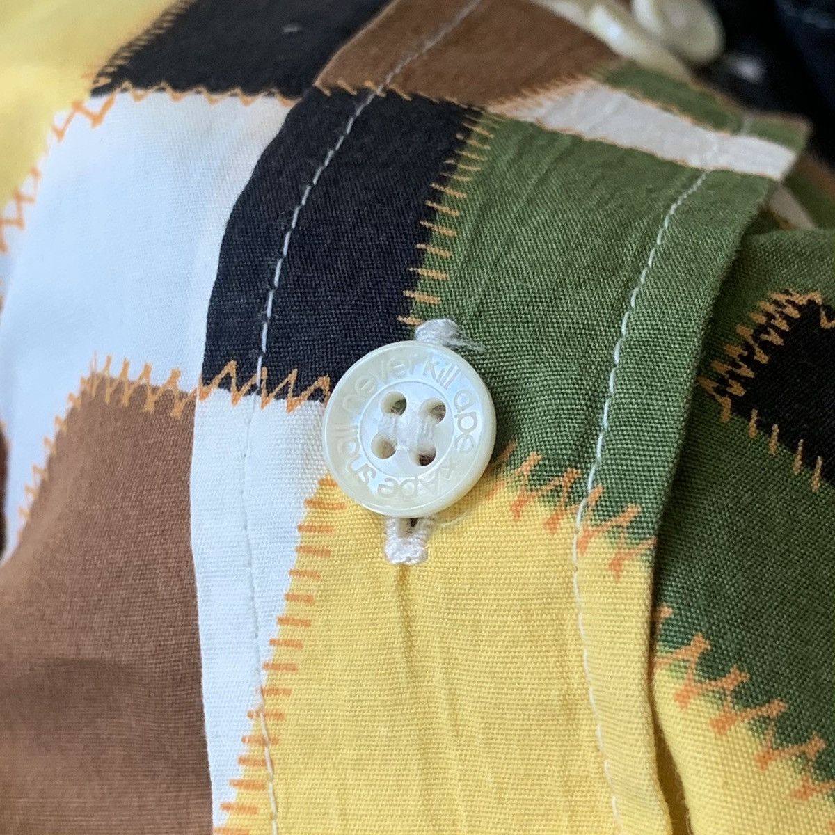 Bape A Bathing Ape BAPE Geometric Patchwork Button Up Shirt Size US M / EU 48-50 / 2 - 8 Thumbnail