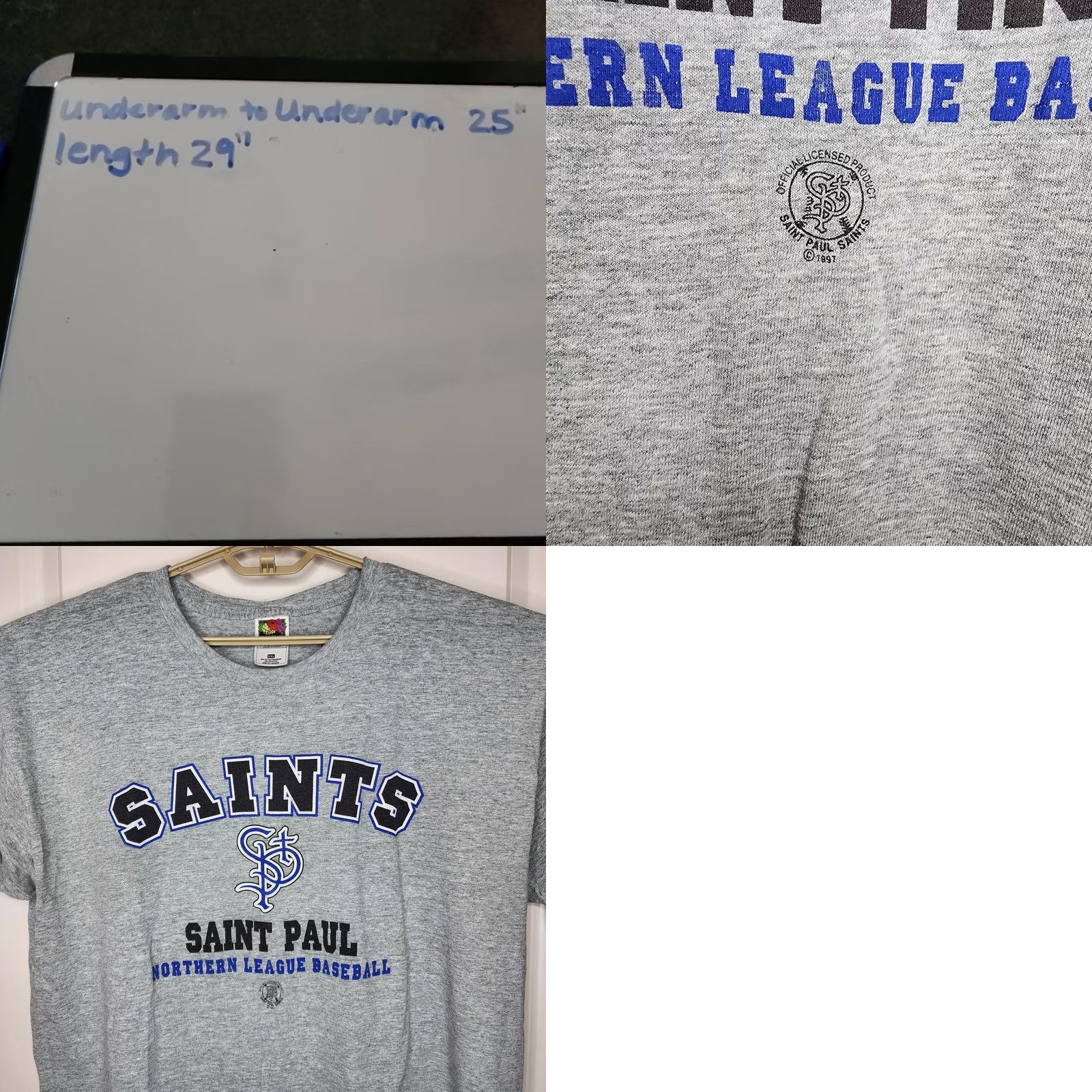 Fruit Of The Loom Vintage Fruit of the Loom Shirt Mens 2XL Gray Saint Paul Saints Baseball Graphic Tee Size US XXL / EU 58 / 5 - 8 Thumbnail