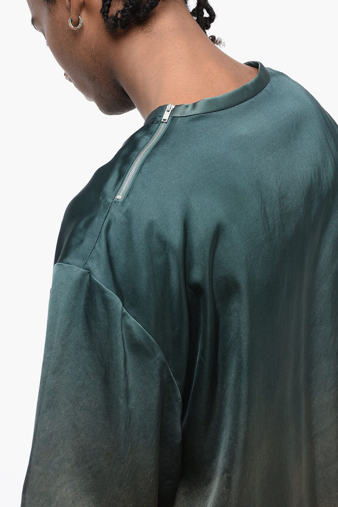 Jil Sander og1mm0625 Printed Satin Palm T-Shirt in Green Size US S / EU 44-46 / 1 - 3 Thumbnail