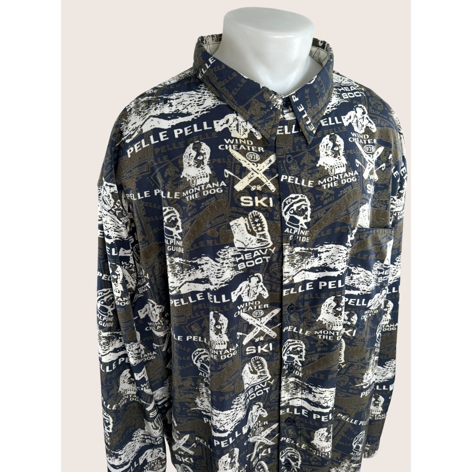 Pelle Pelle PELLE PELLE MARC BUCHANAN Ski Mountain Theme Shirt Mens 4XL Green Charcoal White Size US XXL / EU 58 / 5 - 1 Thumbnail
